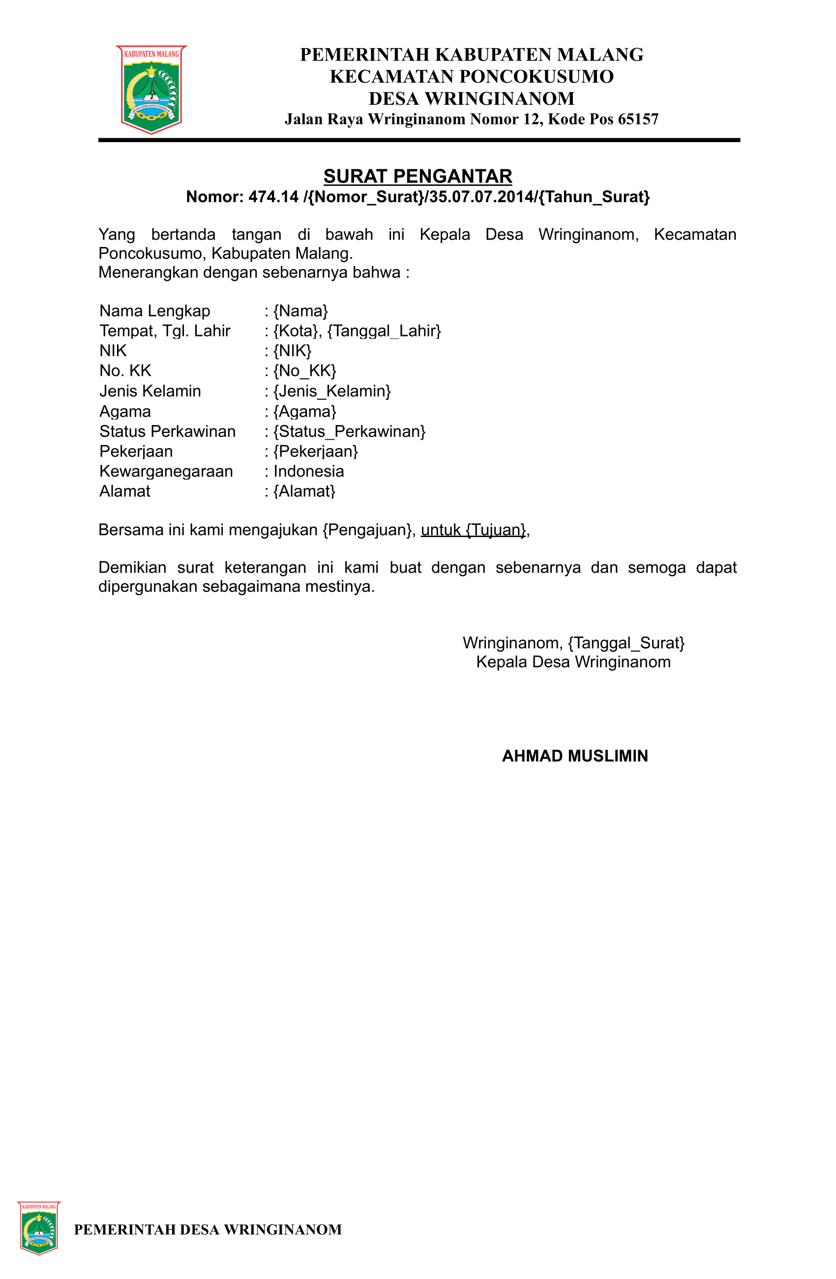 Preview untuk Surat Pengantar